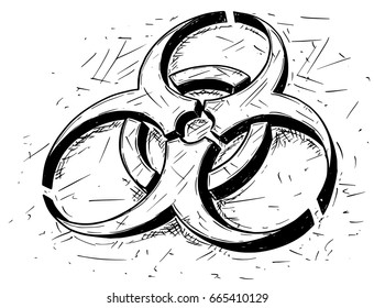 Vector cartoon drawing illustration of biohazard symbol