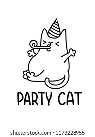 A Vector Cartoon Drawing Of A Party Cat