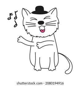 vector cartoon drawn doodle cat, cute and funny, isolated