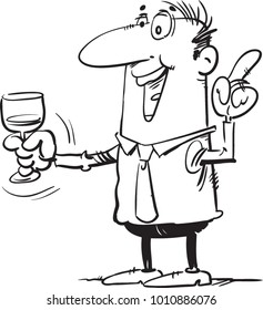 Vector cartoon of Drunk Businessman Drinking Alcohol, illustration