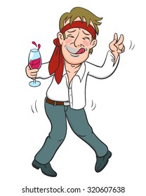 Vector cartoon of Drunk Businessman  Drinking Alcohol, illustration  