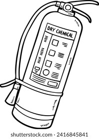 Vector Cartoon Dry Chemical Fire Extinguisher Line Art
