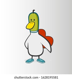 Vector Cartoon Duck with Heart