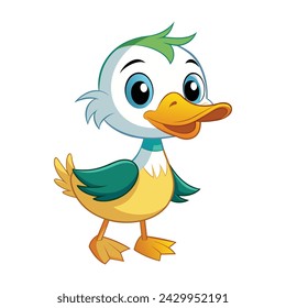 Vector of cartoon duck illustration on white