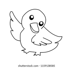 Vector cartoon duck  Isolated On White Background