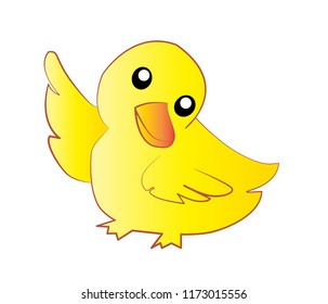 Vector cartoon duck  Isolated On White Background