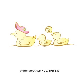 Vector cartoon duck  Isolated On White Background