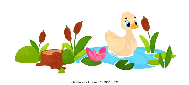 Vector Cartoon Duck On Pond Vector Stock Vector (Royalty Free ...