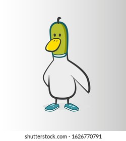 Vector Cartoon Duck in Sneakers