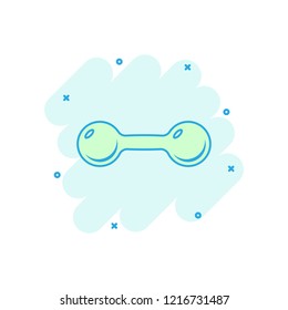 Vector cartoon dumbbell fitness gym icon in comic style. Barbell concept illustration pictogram. Bodybuilding sport business splash effect concept.