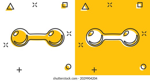 Vector cartoon dumbbell fitness gym icon in comic style. Barbell concept illustration pictogram. Bodybuilding sport business splash effect concept.
