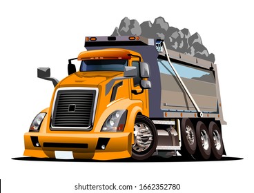 Vector Cartoon Dump Truck. Available EPS-10 vector format separated by groups and layers for easy edit