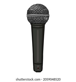 Vector Cartoon Dynamic Microphone Illustration on White Background