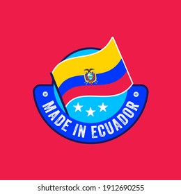 Vektorgrafik Ecuador Fahne Symbol im Comic-Stil. Ecuador Zeichenbildbild Piktogramm. IN ECUADOR GEMACHT.