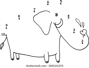 vector cartoon education game activity join to the dots drawing elephant 1 to 20