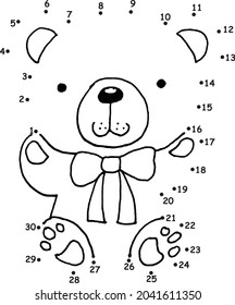 vector cartoon education game join to the dots 1 to 20 drawing bear activity