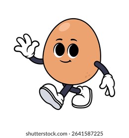 Vector Cartoon Egg Character Waving