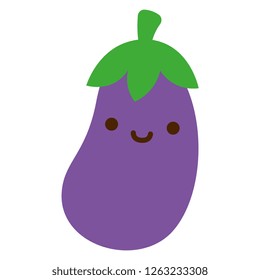 Vector Cartoon Eggplant Icon Isolated On White Background