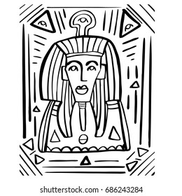 vector cartoon of Egyptian geometry hand drawn doodle. coloring books, t-shirts,illustration,art work. Printable Scary