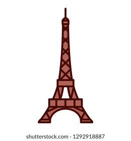 Vector Cartoon Eiffel Tower Emoji Icon Isolated