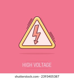 Vector cartoon electric plug sign icon in comic style. Power plug sign illustration pictogram. Electric cable business splash effect concept.