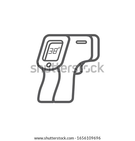 vector cartoon electronic thermometer, non-contact infrared thermograph / body temperature safety, epidemic prevention concept / isolated, sign and icon template