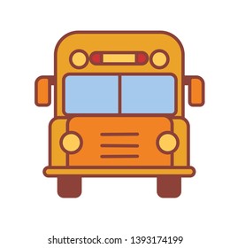 Vector Cartoon Emoji School Bus Icon Isolated Illustration