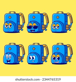 vector cartoon emojis of bag backpack