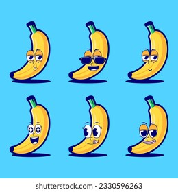 vector cartoon emojis of banana
