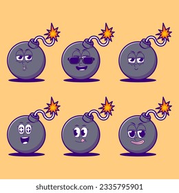 vector cartoon emojis of bomb