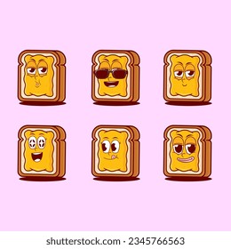 vector cartoon emojis of bread jam