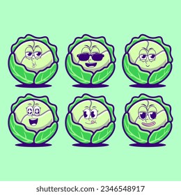 vector cartoon emojis of cabbage vegetable