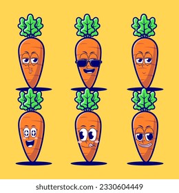 vector cartoon emojis of carrot