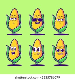 vector cartoon emojis of corn