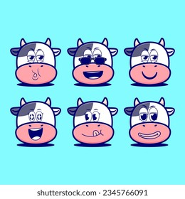 vector cartoon emojis of cow