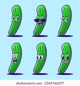 vector cartoon emojis of cucumber vegetable
