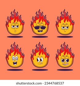 vector cartoon emojis of fire