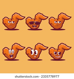 vector cartoon emojis of fried chicken wing