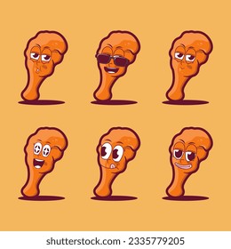 vector cartoon emojis of fried chicken