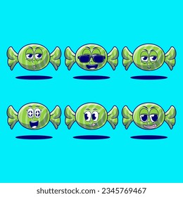 vector cartoon emojis of melon candy