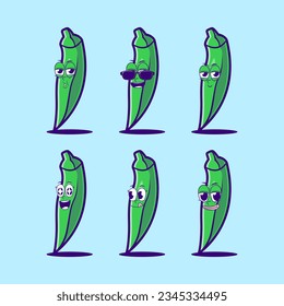 vector cartoon emojis of okra vegetable