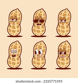 vector cartoon emojis of peanut