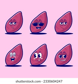 vector cartoon emojis of purple sweet potato