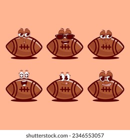 vector cartoon emojis of rugby ball