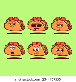 vector cartoon emojis of taco