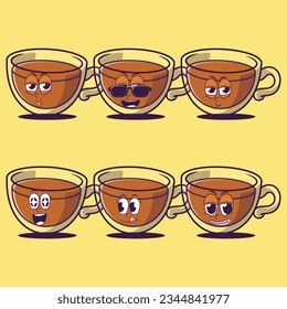 vector cartoon emojis of tea cup