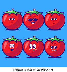 vector cartoon emojis of tomato