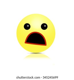 Vector Cartoon emoticon with angry face.open mouth. frustrated hurt smile