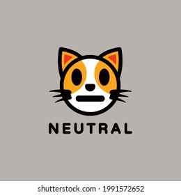 . Vector Cartoon emoticon Shape Cats Neutral Expression