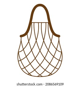Vector cartoon empty grocery string bag or turtle mesh bag for healthy organic food. Caring for the environment concept. Eco food shopping.